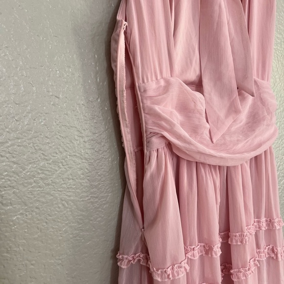 Enchantingly Sweet Blush Pink Chiffon Backless Maxi Dress - Picture 8 of 11